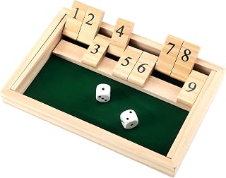 Simgoing Shut the Box Wooden Game, 1-9 Number Dice Game for 2 Players