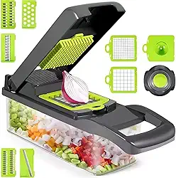 Mandoline Cortador Alimentos Ralador Para Cozinha 16 Em 1 Fatiador Legumes Queijo Verduras Inox Compacto Rápido E Seguro