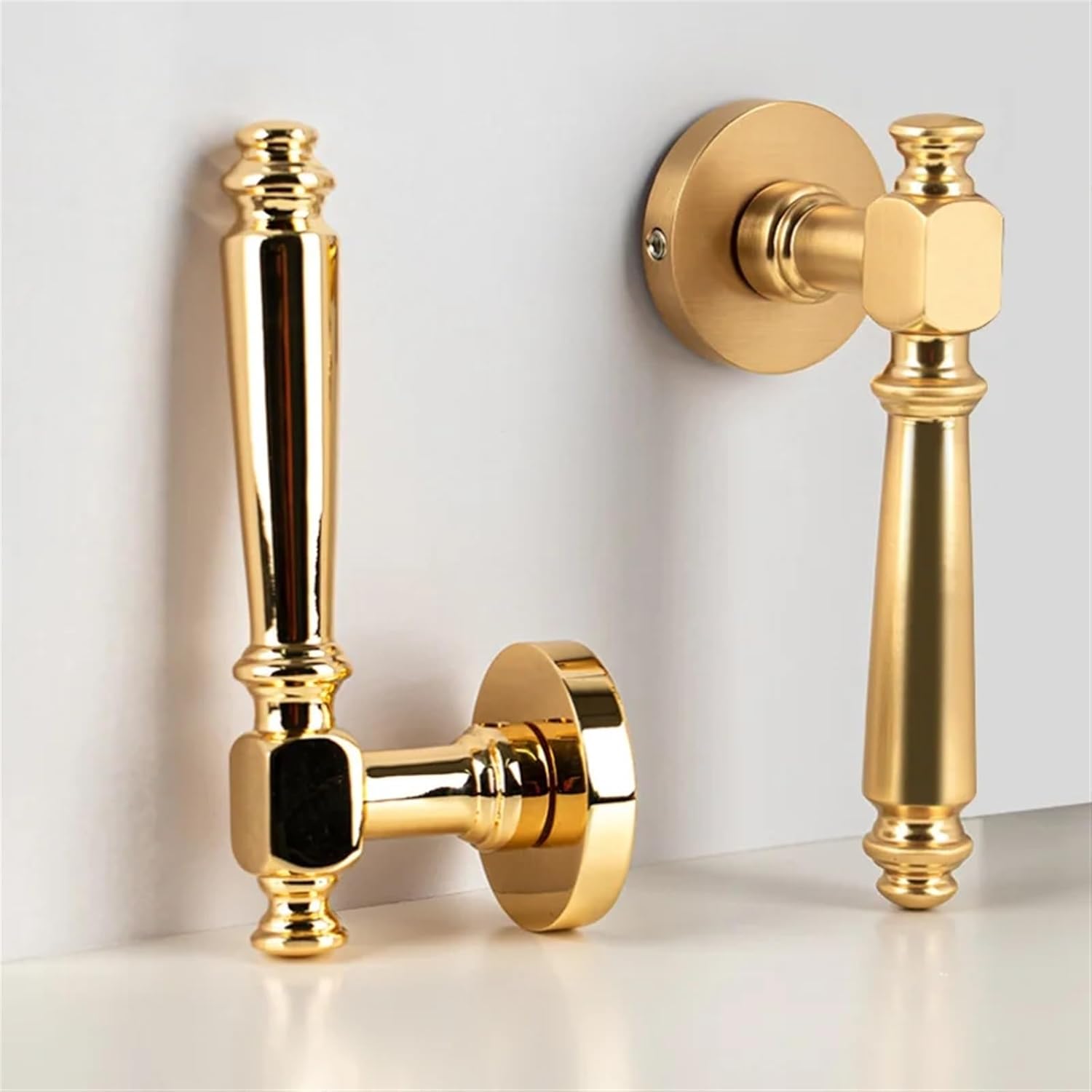 European Style Indoor Door Lock Silent American Light Luxury Golden Double Door Lock Nordic Solid Wood Door Handle Bedroom Lock 1Pcs(A)