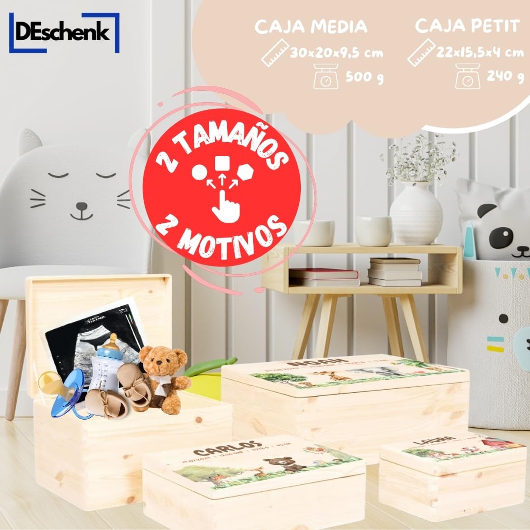 Cajas De Madera Personalizadas Para Bebé - Caja Madera Con Tapa, Diferentes Tamaños y Modelos - Recuerdos Inspiradores Para Guardar Tesoros Inolvidables (personalizado)