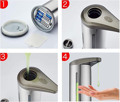 Miniatura 8 de Dispensador automático de jabón sin contacto, dispensador de jabón líquido eléctrico inteligente, dispensador de jabón líquido de acero inoxidable