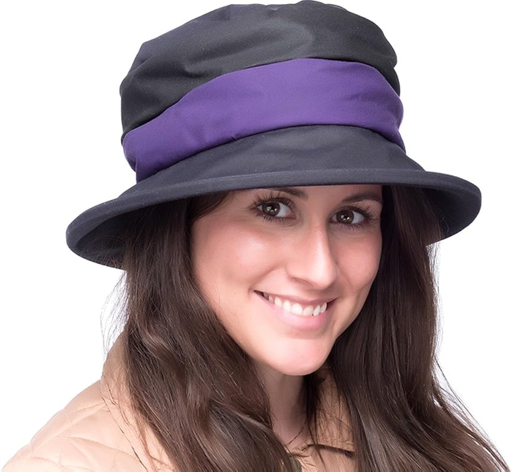 Ladies Wax Cotton Outdoor Waterproof Rain Walking Casual Hat Navy