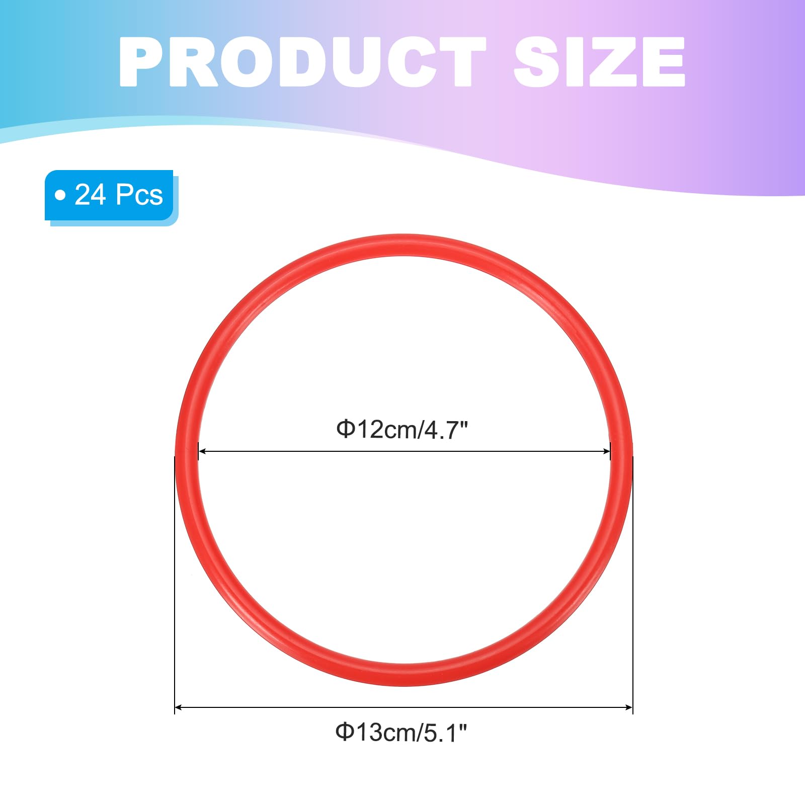 PATIKIL 5.1 Inch Plastic Ring-Toss Rings for Bottles 24 Pack Carnival Rings Plastic Hoops for Speed and Agility Practice Outdoor Party Favor - Image 2