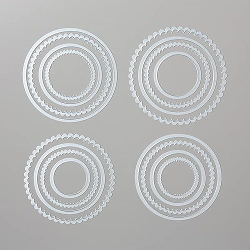 Miniatura 4 de 16 marcos básicos redondos, círculo recto, ondulado, dentado, juego de troqueles de corte anidados para álbumes de recortes, plantillas de grabado