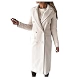 Women Trench Coat, Winter Long Outerwear Casual Classic Lapel Overcoat Elegant Windproof Jackets with Pocket