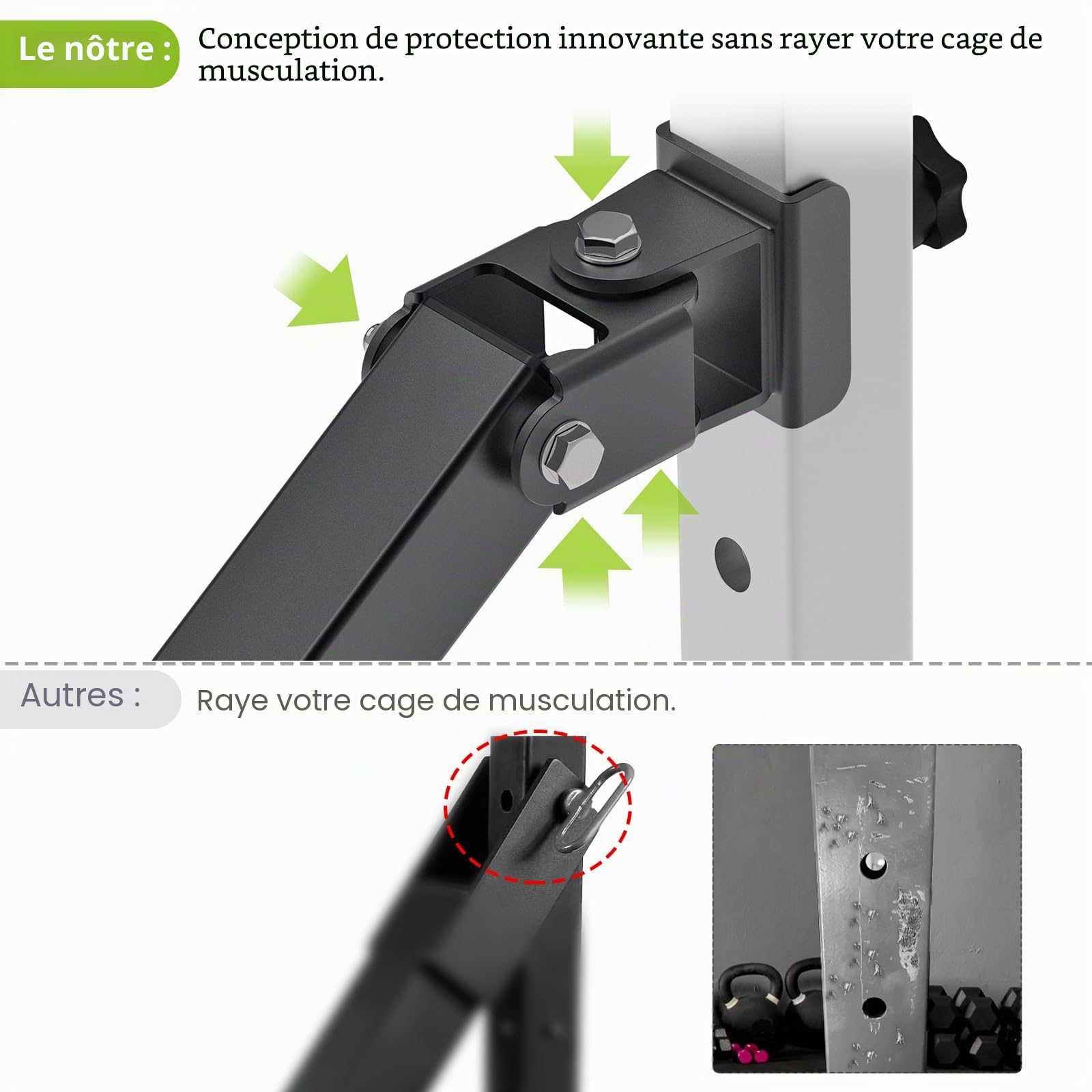 SELEWARE Ceinture Bras de Levier de Squat Fixation pour 5,1 x 5,1 cm et 7,6 x 7,6 cm Power Cage, Squat Rack Landmine Attachment, Compatible avec des Disques d'haltères de 2,5 cm et 5,1 cm