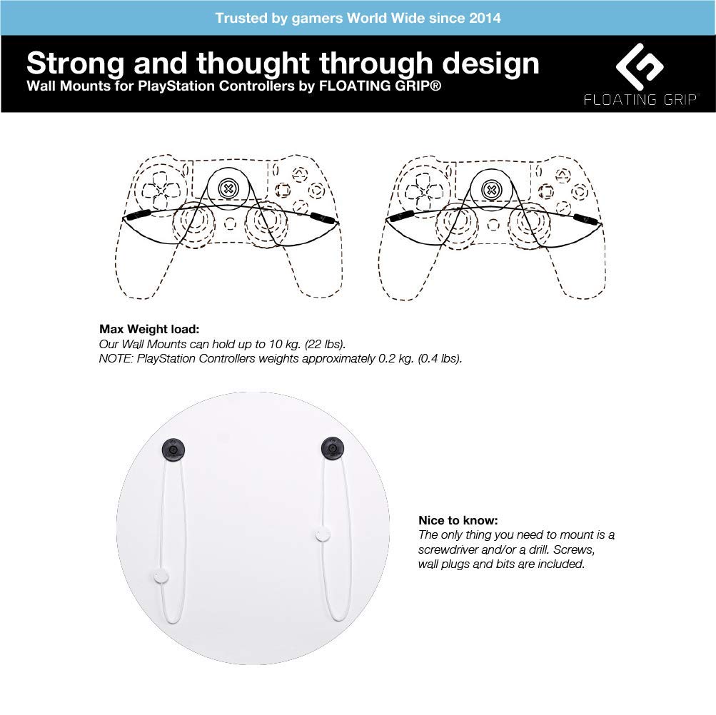 2X Xbox Controller Wall mounts by FLOATING GRIP®
