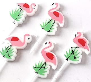 T-shin Cake Candles,Cute Flamingo Cartoon Cake Toppers,Creative Candles,Short Thin Wedding Birthday Candles Set,Party Supplies,Cake Decoration,5 Pack Candles (Multi-Flamingo)