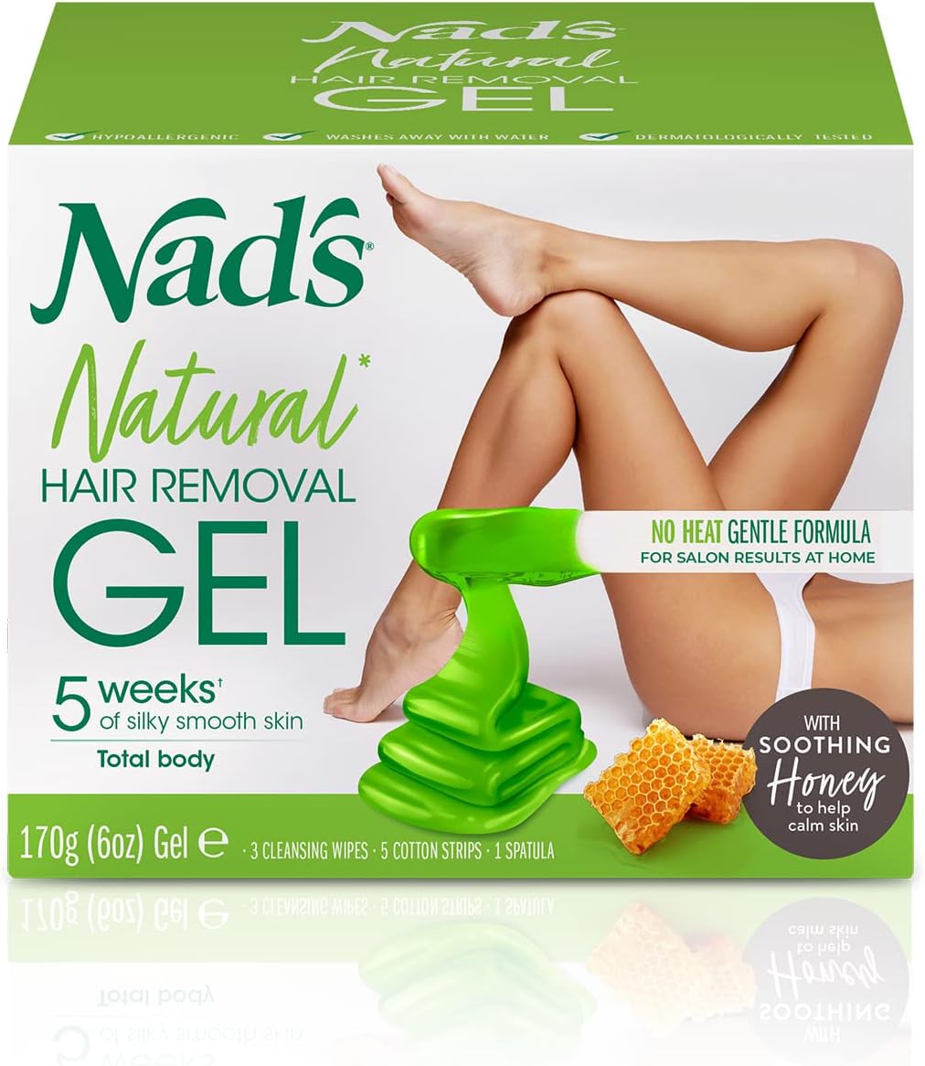 Nad's Original Natural Hair Removal Gel Wax Kit, Waxing Kit for Body