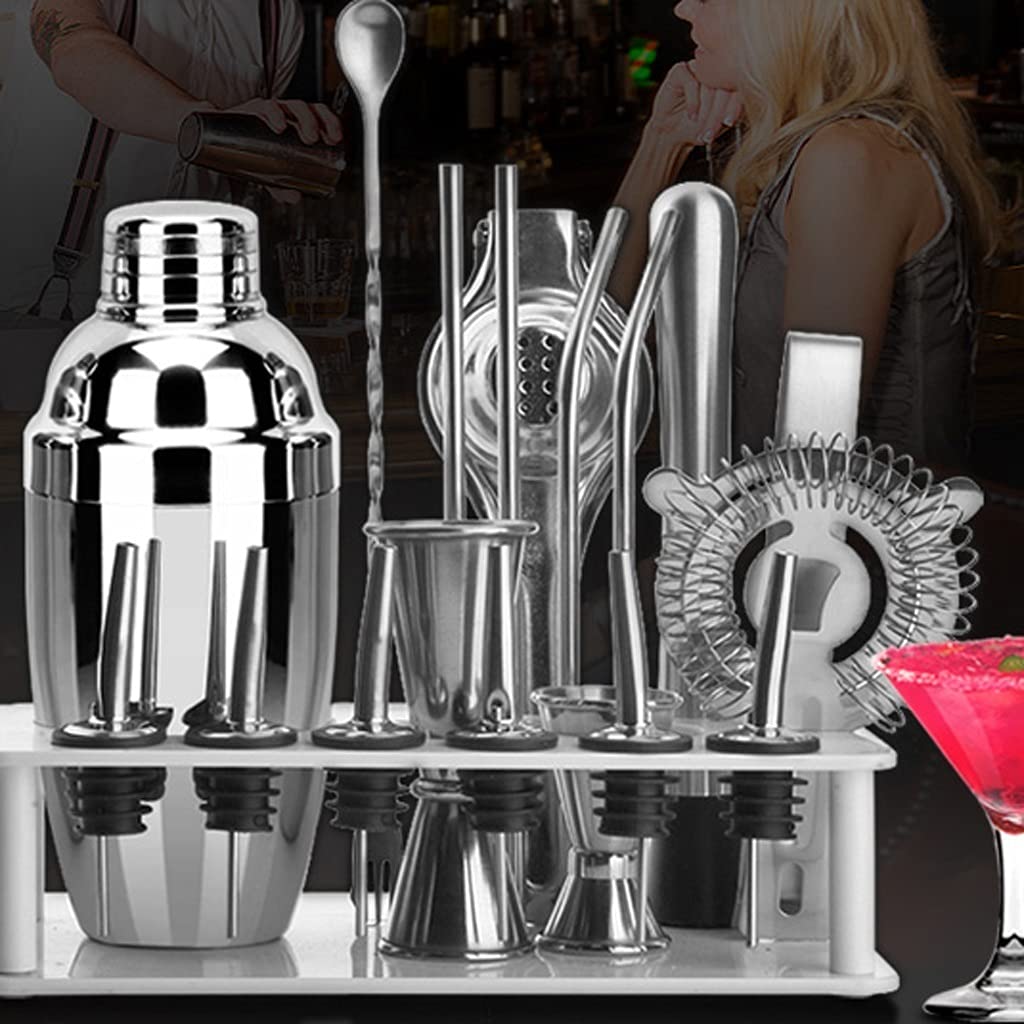 Mezclador de Vino Beber Shaker Cocktail Shaker Set Bartender Kit Martini Mezclador de Acero Inoxidable, Muddler, Cuchara de Mezcla, Jigger Barware Herramientas Coctelera(B)