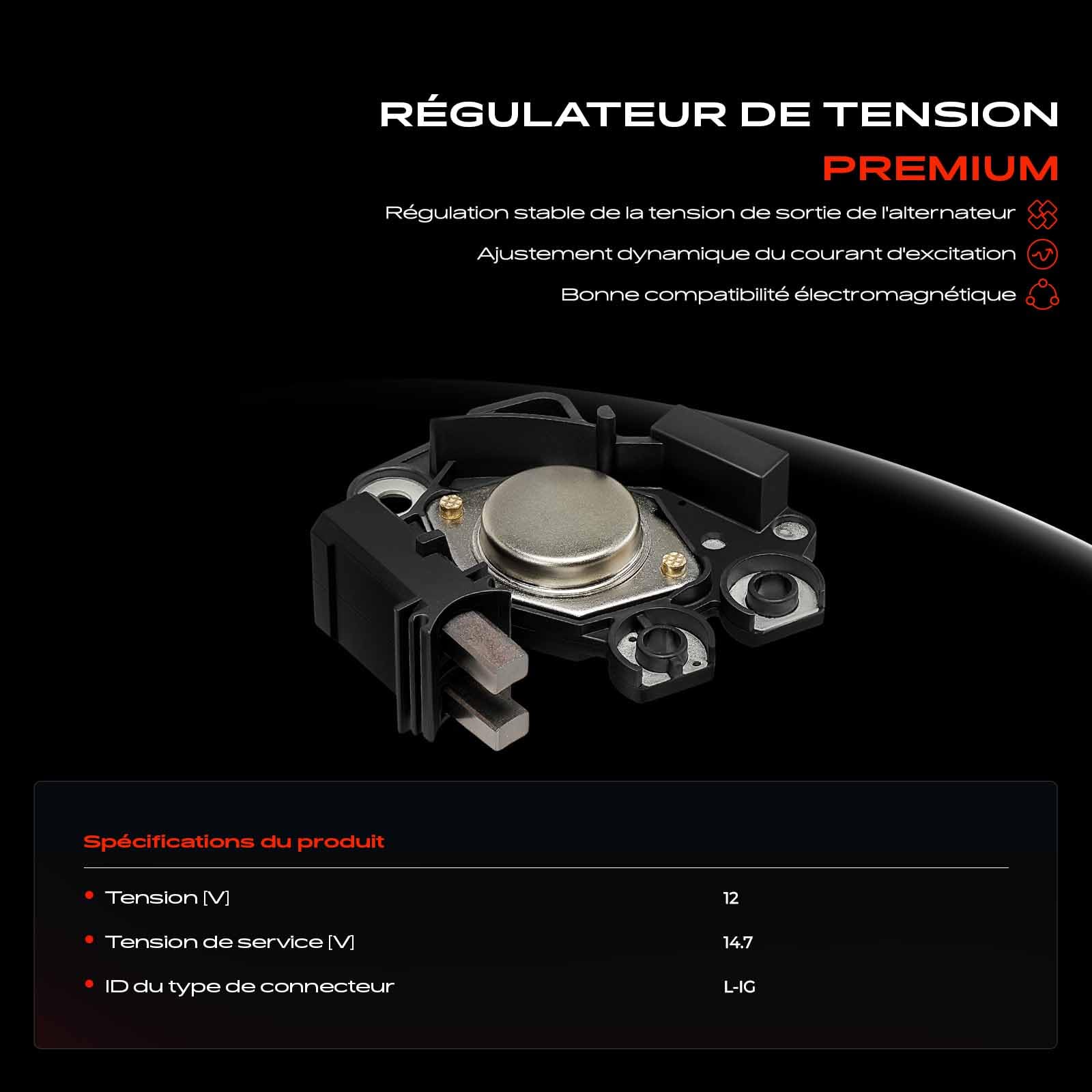 Frankberg Régulateur d'alternateur, régulateur de générateur, 2 pôles