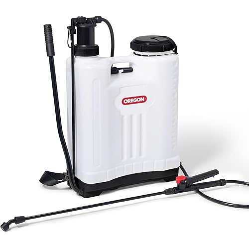 Oregon Backpack Pressure Garden Chemical/Weed Killer Sprayer with Lance and 2 Adjustable Spray Nozzles, 5 Gallons, Knapsack Wearable Gardening Accessories
