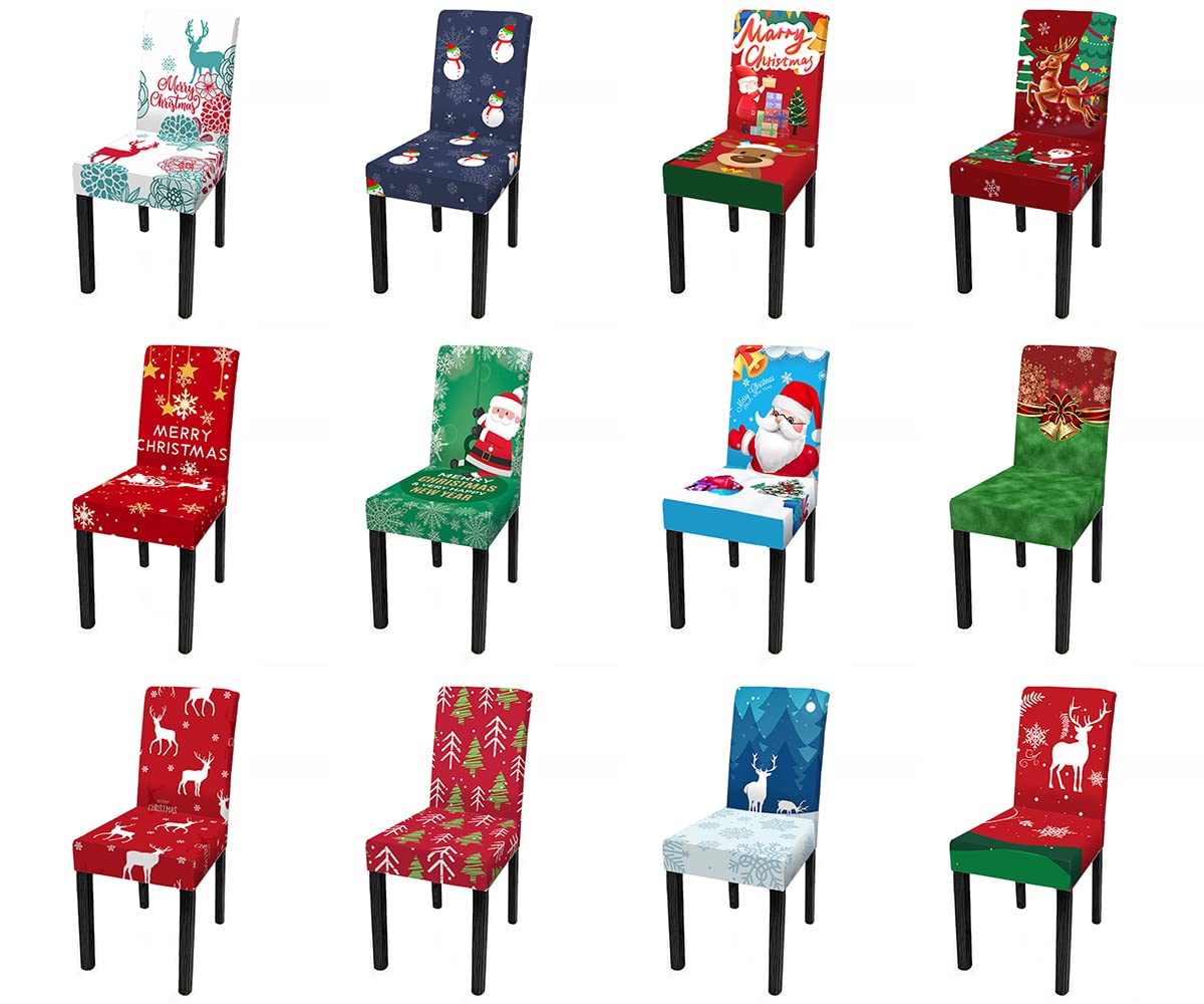 Highdi Coprisedia Elasticizzato Con Schienale Per Sala Da Pranzo - Copertura Protettiva Per Sedia, Morbida E Antimacchia - Tema Albero Di Natale, 1 Pezzo - 4