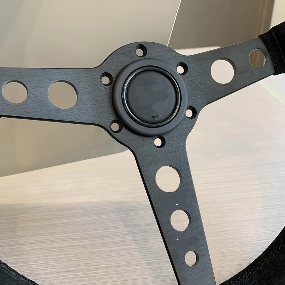 Volante da Corsa Universale,Volante Sportivo Volante nero 350MM for auto da corsa(Leather)