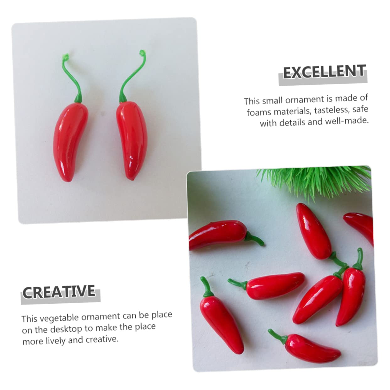 MAGICLULU 4 Set Artificiale Caldo Piccolo Peperoncino Peperoni Finti Mini Peperoncini Piccanti Finti Falso Chili Impostore Minuscolo Finto Rosso Schiuma 100 Pezzi*4