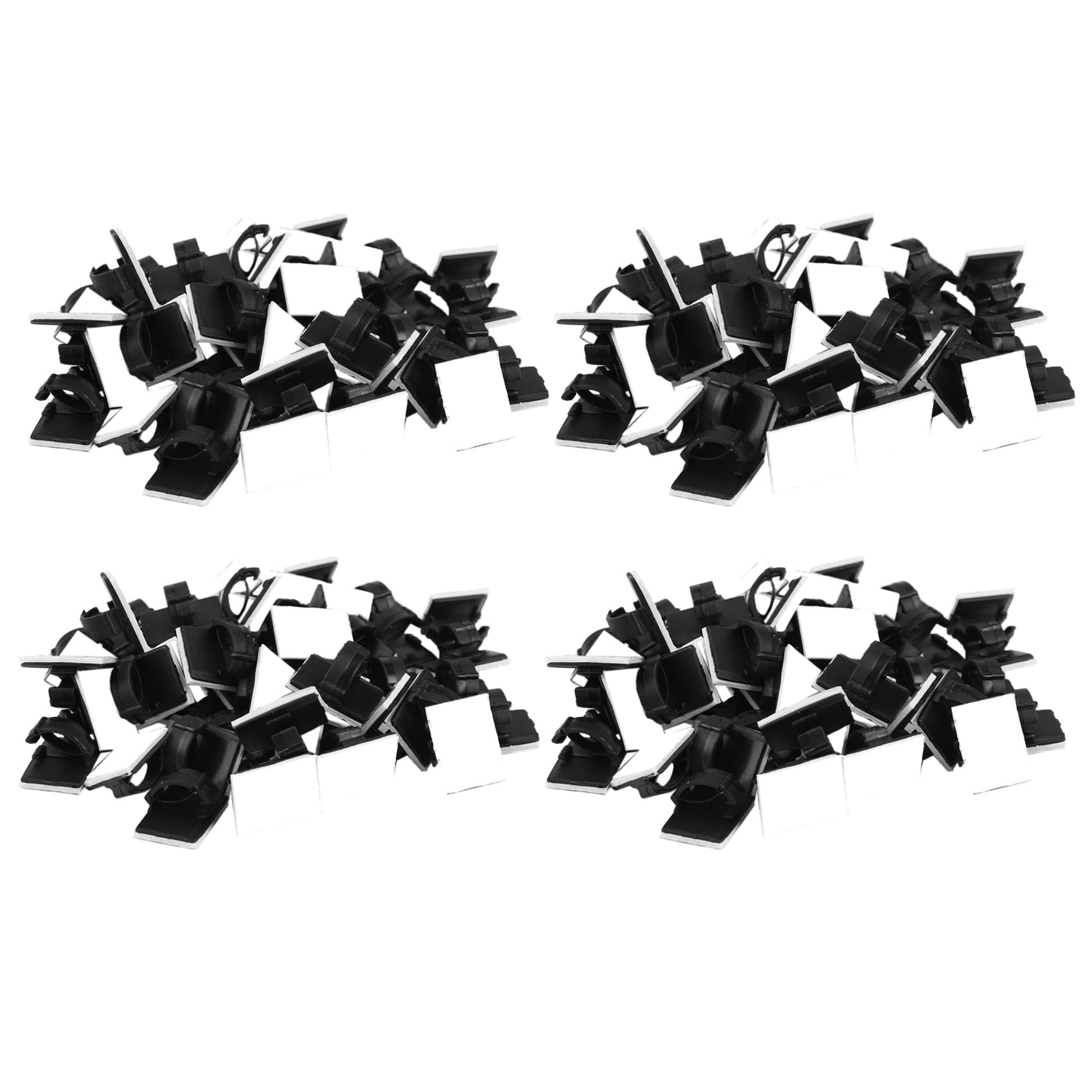 Jnchdghwa Black 200 Pcs Self Adhesive Cable Clamp Plastic Rectangular Cable Clips Cable Tie Quick Bind Cable Wire Management Holder