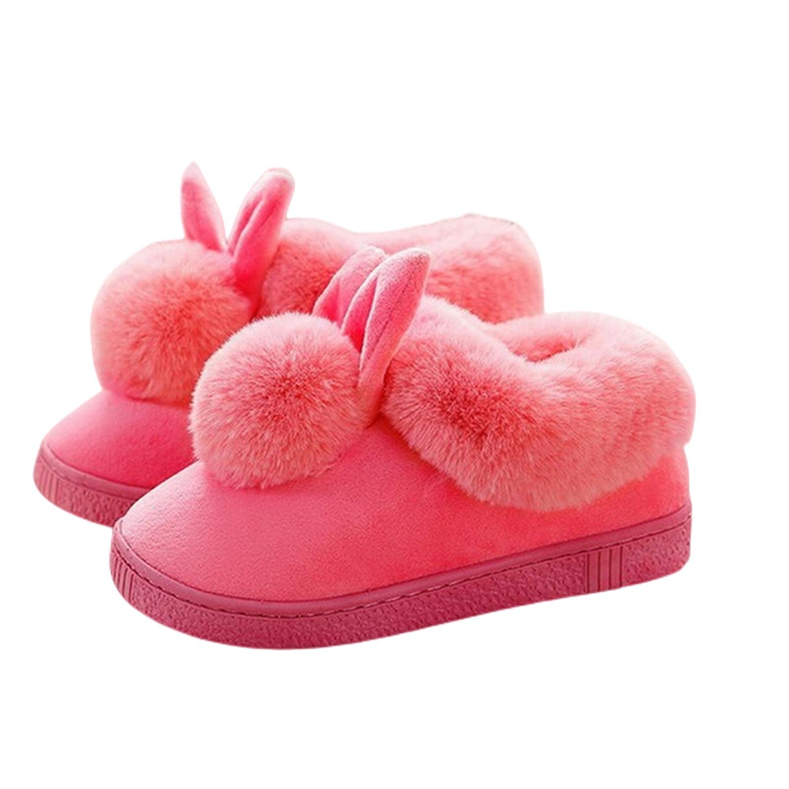 Damskie kapcie damskie buty królika ucho podłoga do wewnątrz bawełniane kapcie zimowe jesienne buty damskie antypoślizgowe grube dno dom damskie pantofle B-różowe, 40-41, Chiny