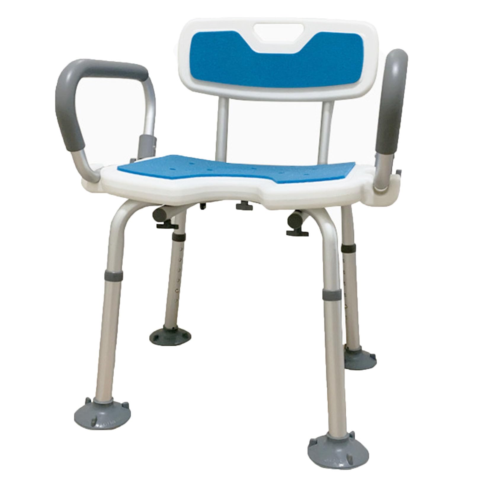 Folding Bedside Commode, 300 Lbs Commode Chair for Toilet with Arms, Padded Seat, Height Adjustable Bedside Toilet, Shower Chair, Adult Potty Chair for Seniors Elderly Disabled Bariatric, Blue