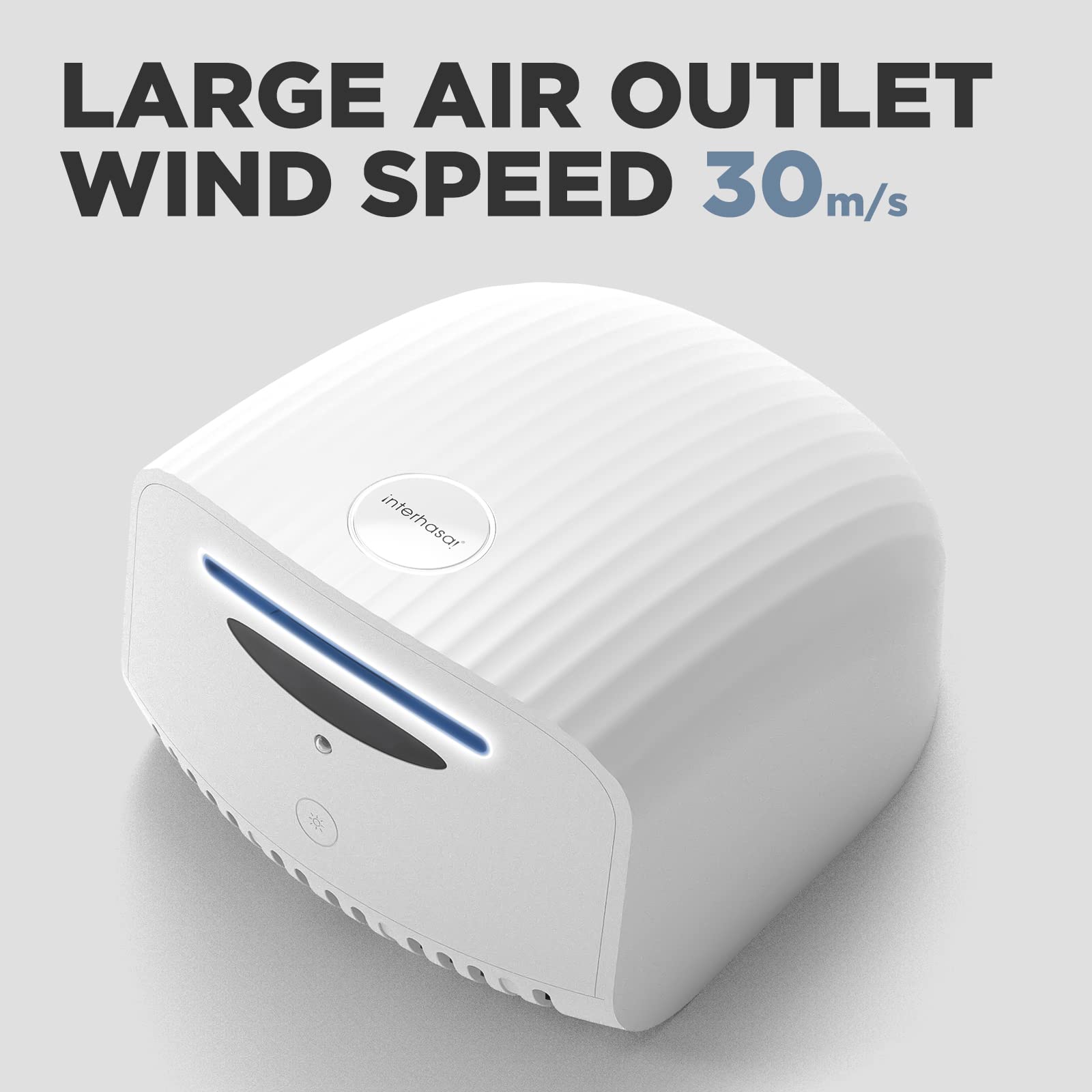 interhasa! Asciugamani Automatico con sensore a infrarossi, per Bagno a casa, Ultra Silenzioso, Silenzioso, 40 Db, a Parete, con Copertura compatta in ABS 1200 W (Bianco)