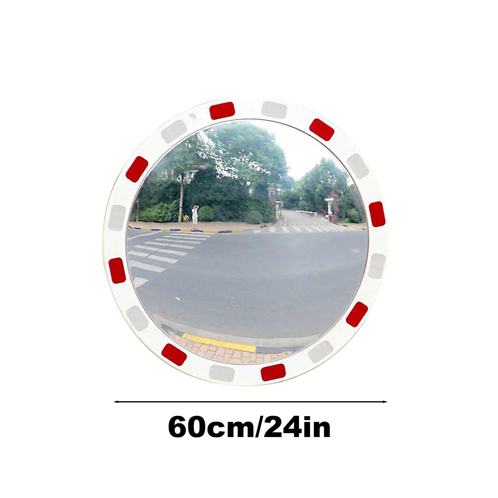 Zewnętrzne wypukłe lusterko drogowe - 61 cm lusterko inspekcyjne do martwego punktu bezpieczeństwa podjazdu dla bezpieczeństwa na rogach drogowych - odblaskowy widok panoramiczny dla lepszej