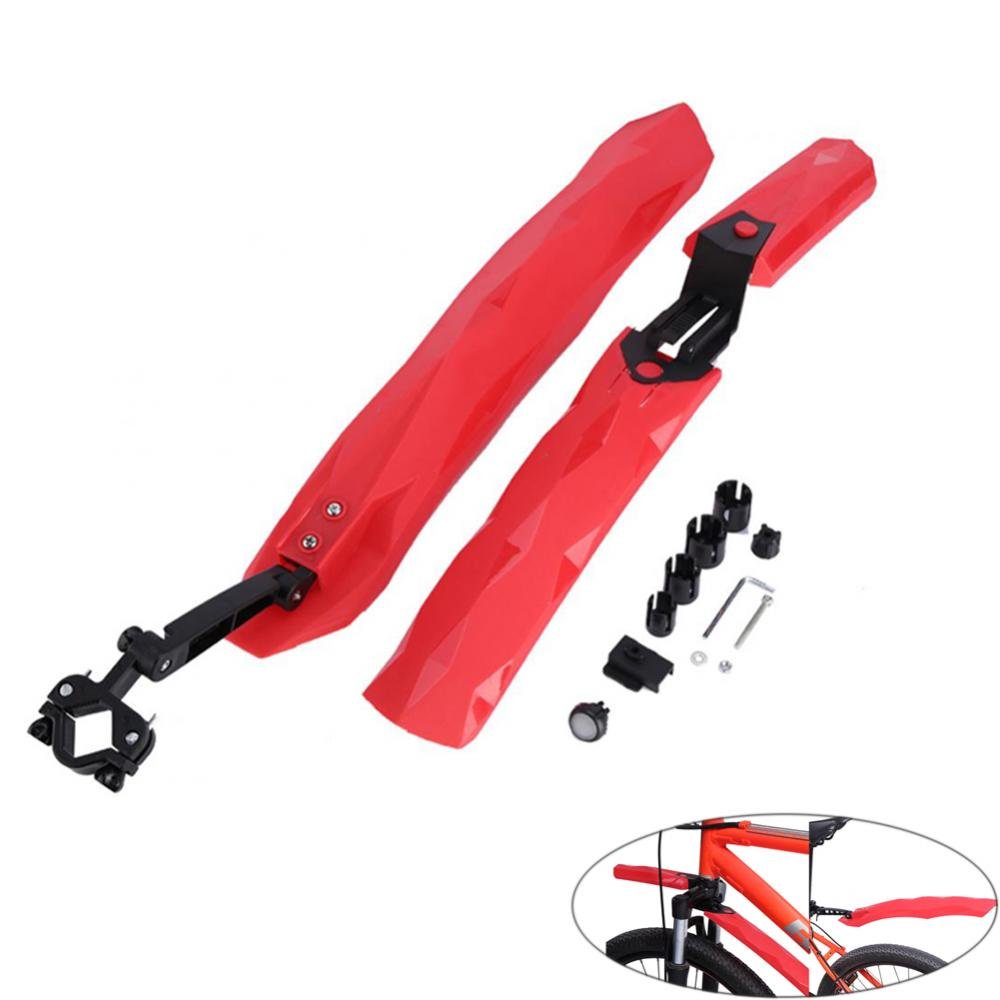 Tbest Red Ycle Fenders Set Front Rear Mudguard Road Mountain Bike Mud Guard Set Cycling Tyre Tire Mudguard With Led Taillight (Red)