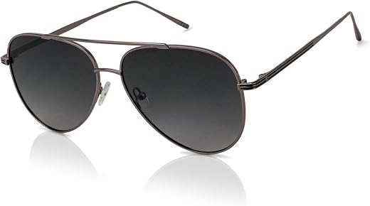 John Jacobs Polarized &amp; UV Protection Sunglasses | For Men &amp; Women | Full Rim Pilot | Large | JJ S11472-C9