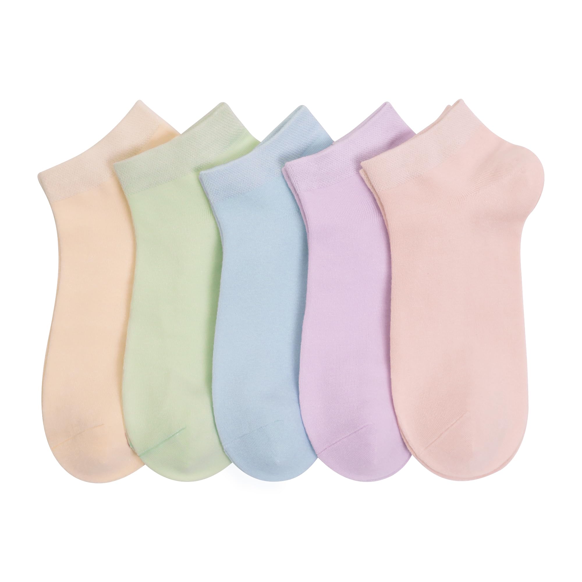 SERISIMPLE Women Bamboo Ankle Socks Low Cut Thin Sock Lightweight Pastal Color Soft Sock 5 Pairs, Assorted, Small