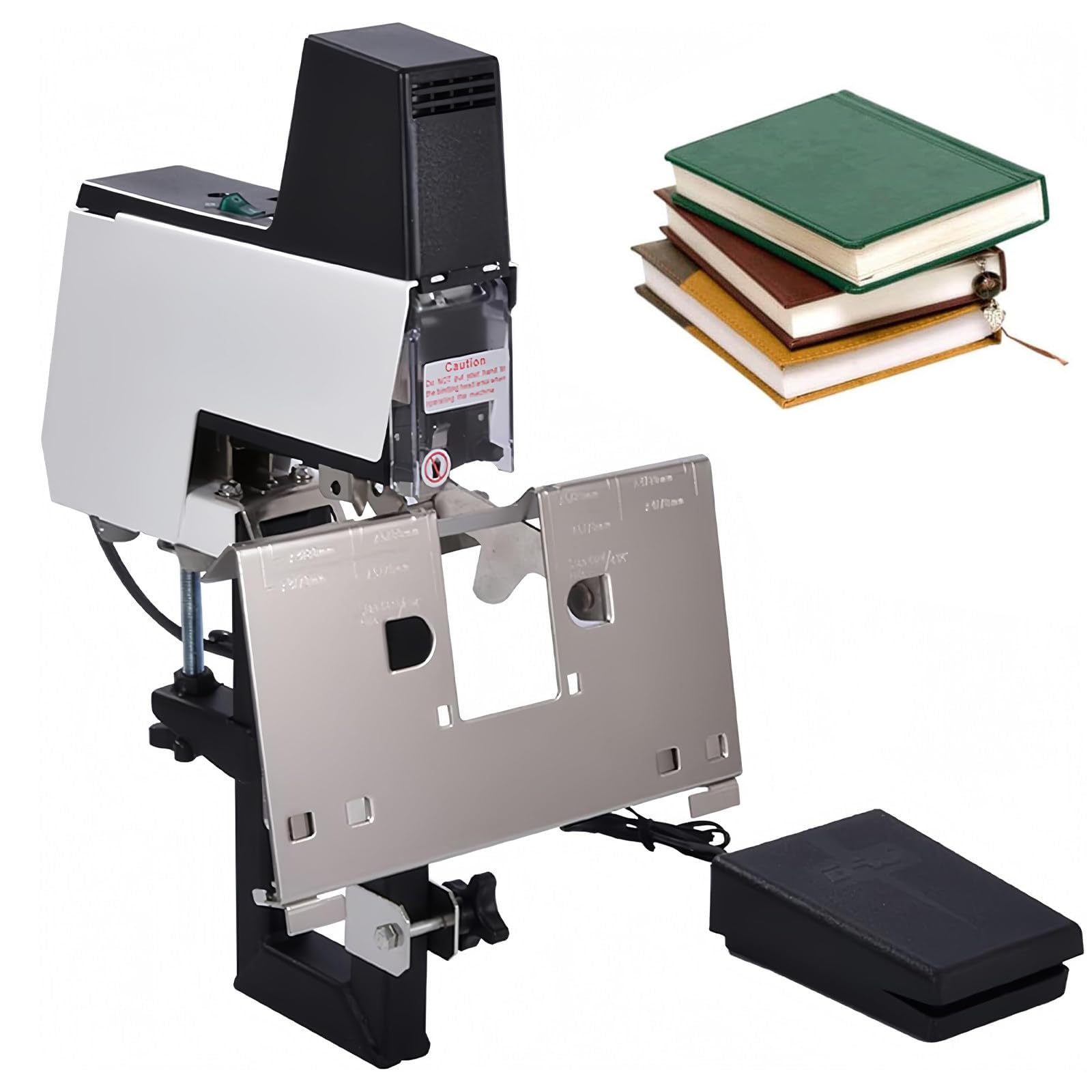 Pinzatrice elettrica con pedale, rilegatura rapida fino a 50 fogli, profondità 100 mm, ideale per uso ufficio, macchina da cucire a sella piatta