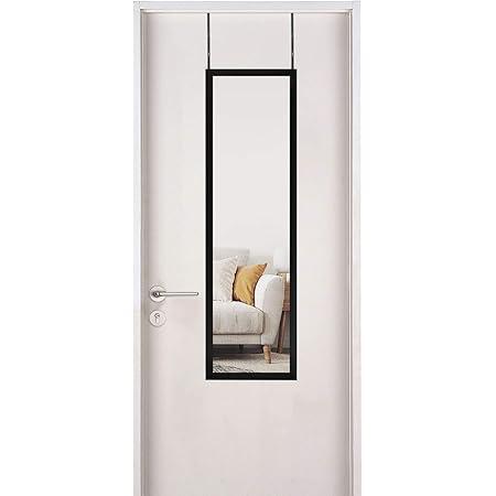 Amazon Co Jp Miruoドア掛けミラー 全身鏡 全身ミラー 姿見高さ調節式 壁掛け鏡 ウォールミラー 吊り下げ 飛散防止 シンプル おしゃれ 高さ100cm 幅30cm ブラック ホーム キッチン