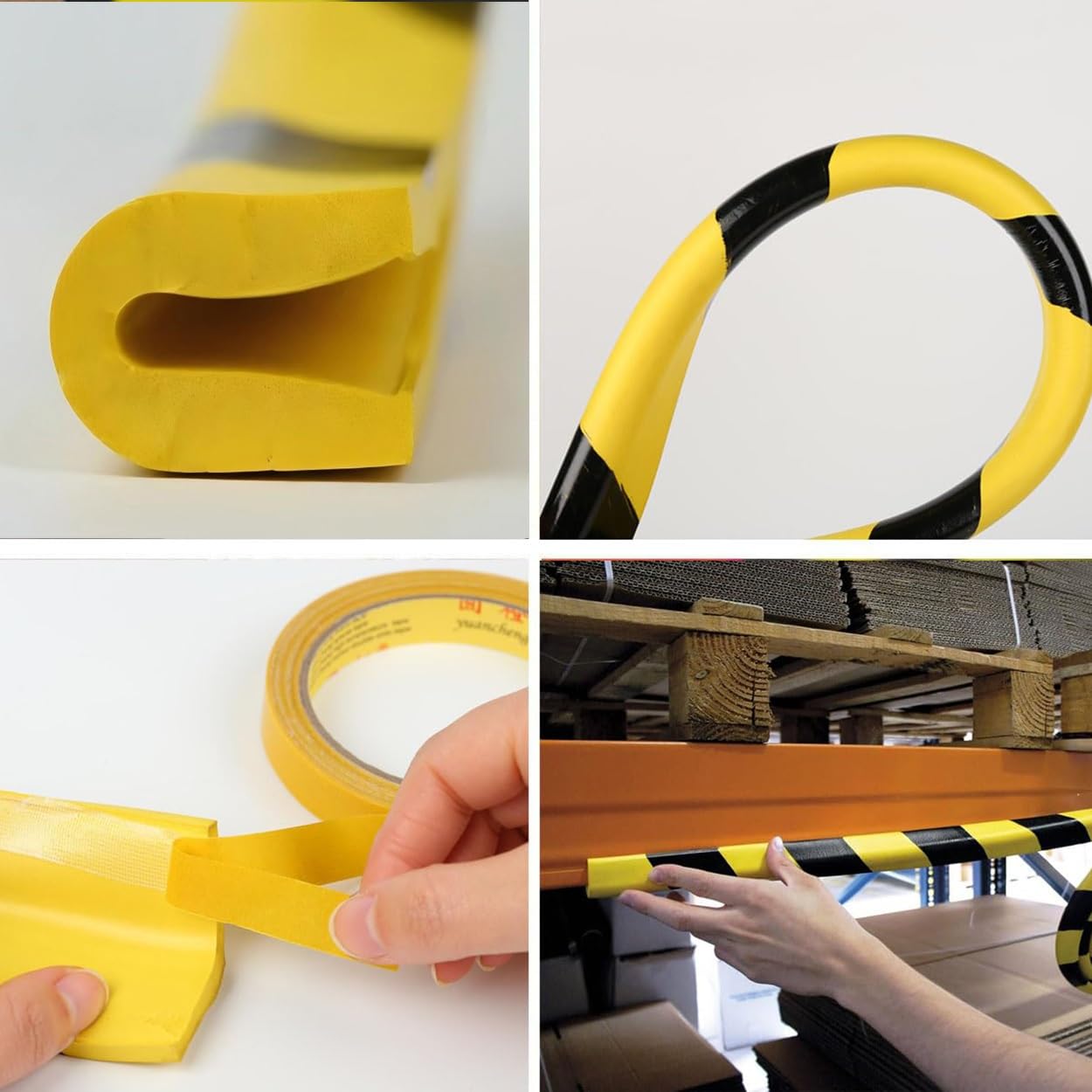 Bande de Protection Jaune et Noire 5m Coussinets d'Angle Mousse Caoutchouc NBR Auto-Adhésifs