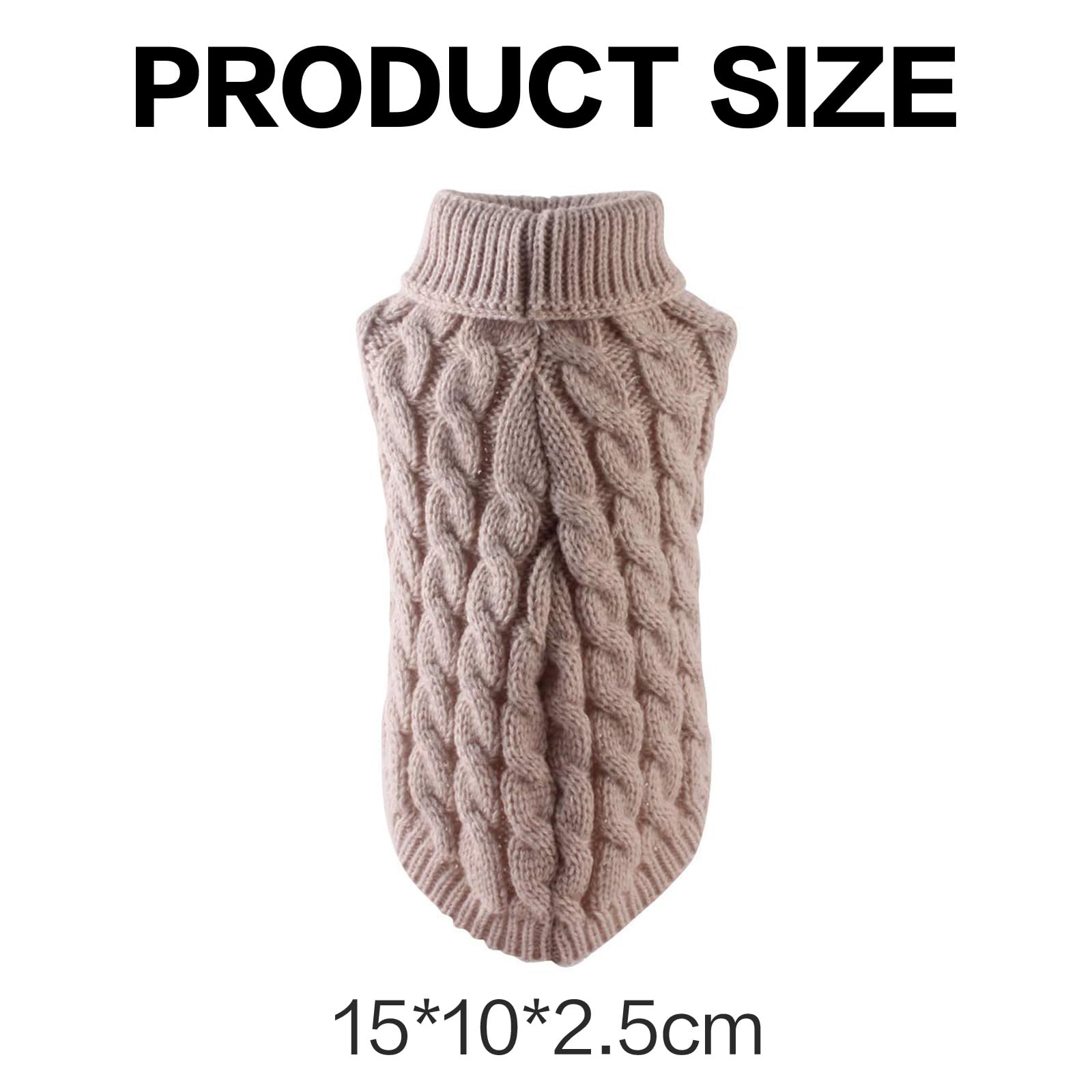 Pet Supplies Knitted Jumper Sweater Winter Warm Puppy Dog Clothes Costume for Small Dogs and Cats, khaki - Image 2
