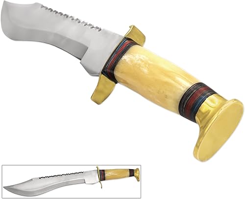 Miniatura 4 de Armory Replicas Cuchillo Bowie táctico de cazador de cocodrilos, cuchillo de sierra forjado de 17.25 pulgadas para caza y deportes, hoja grande con