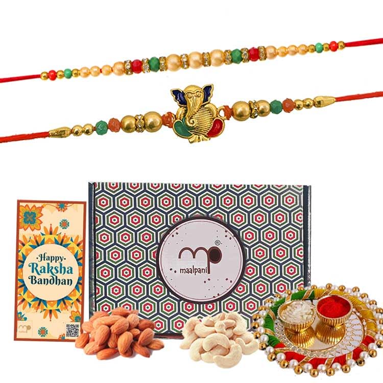 Maalpani Rakhi Dry Fruit Hamper - Rakhi Gift Set of 2 Auspicious Rakhi with Dryfruits - Om Rakhi and Dry Fruits Basket for Brother (B07TTXTLVJ) Amazon Price History, Amazon Price Tracker