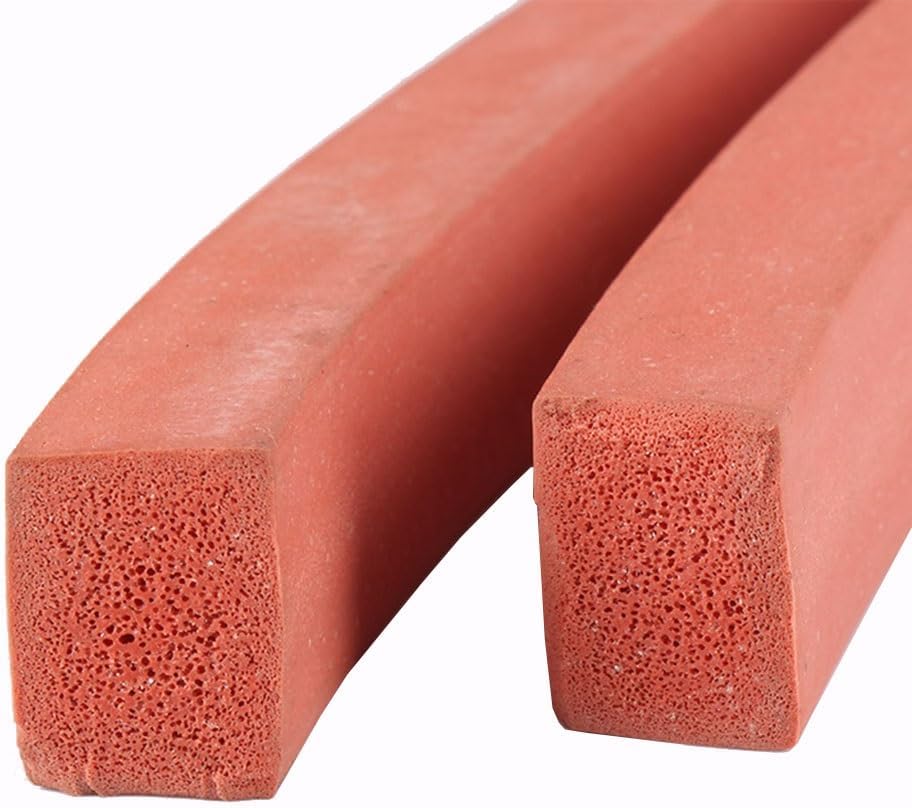 Red Silicone Sponge Foam Sheet,1M Square Strip, 3/4/5/6/8/10/15/20MM High-Temperature Resistant Flat, Doors Windows Sealing, 1pcs(15x20mm)