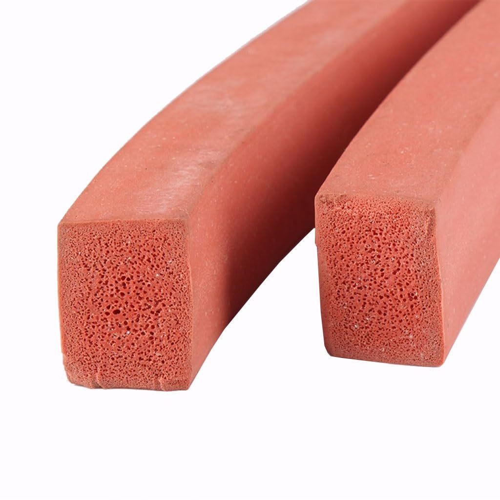 Zuoahbdt 10X30mm Silicone Foam Seal Weather Strip, Square Silicone Foam Seal Strip Red Multiple Sizes Doors Windows(10X30mm)