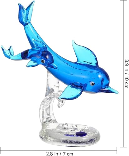 Miniatura 2 de NOLITOY Figura de delfín de cristal, escultura animal de mar, estatua de pisapapeles azul para decoración de escritorio de oficina en casa