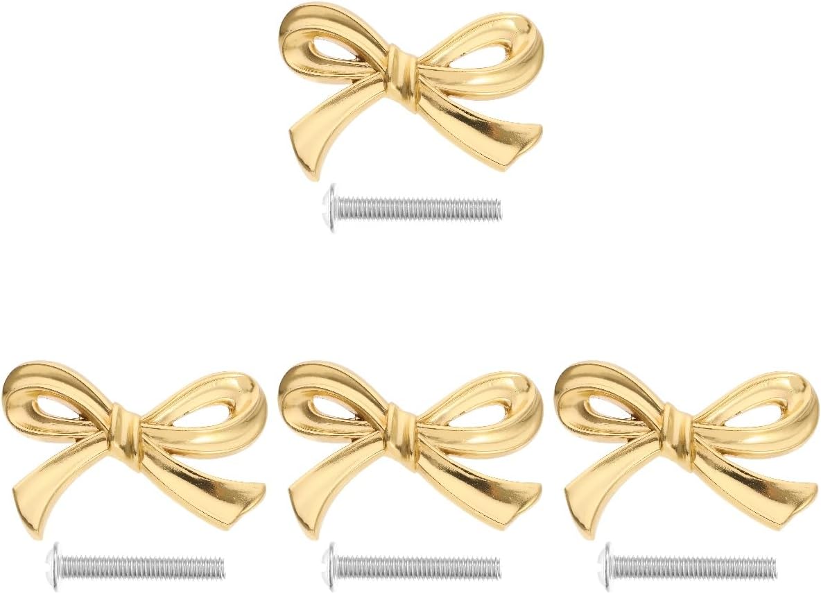 Angoily Bow Drawer Knobs 4Pcs Antique Style Cabinet Hardware Pulls for Kitchen Closet and Dresser Drawers 2.75 X 1.96 X 3.62 Inches