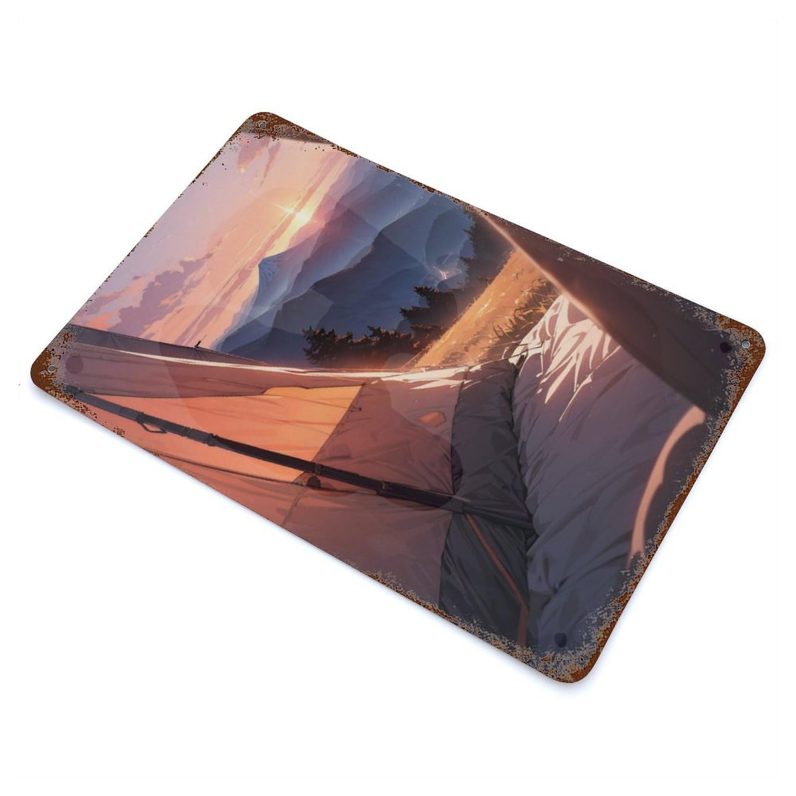 Beautiful Sunset Weathered Tin Sign 11.8"x7.9", Retro Wall Decor for Pub, Kitchen And Man Cave Decor