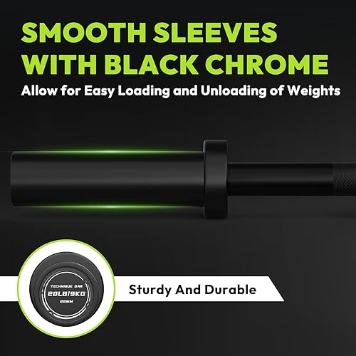Miniatura 6 de Barra olímpica, barra de peso de 20 libras, 25 libras, 30 libras, 2 pulgadas para entrenamiento de fuerza y levantamiento de pesas olímpico, barra