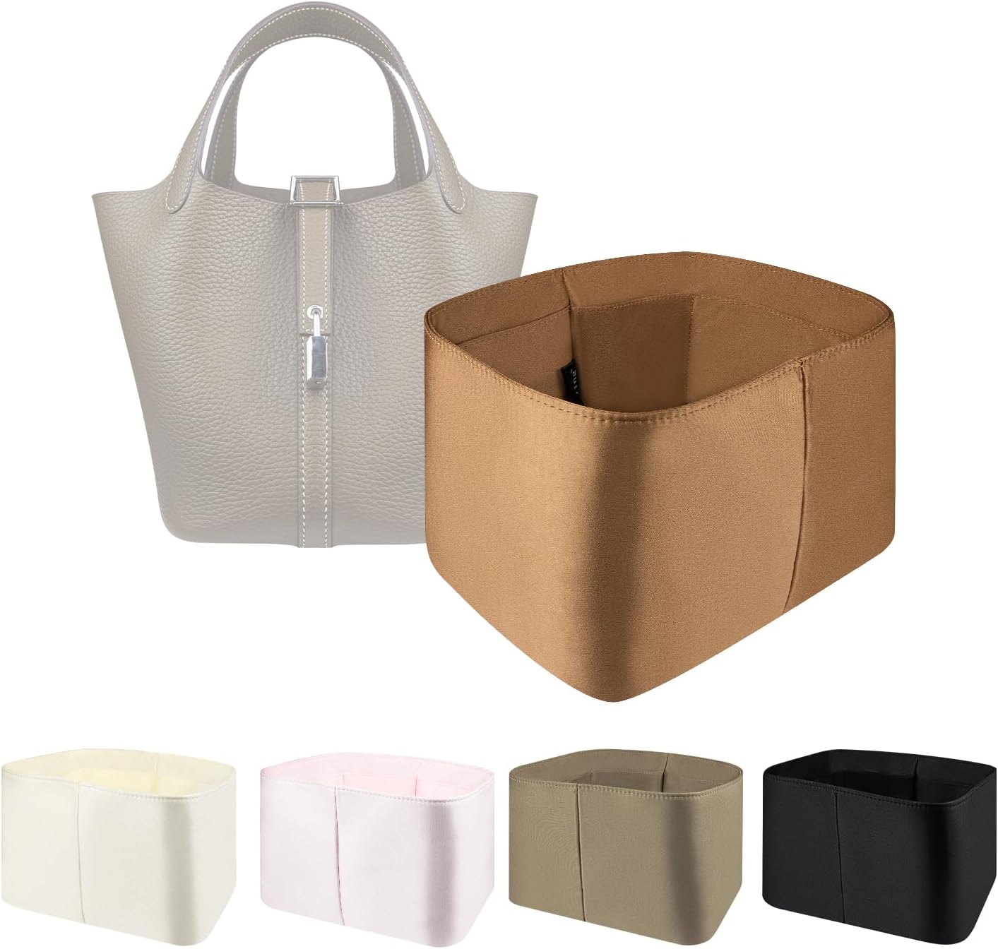 Organizer Insert for Picotin 14/18/22/26, Satin Inner Bag Organiser(Size: PC18, Color: Black)