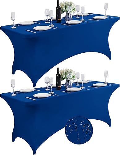 Miniatura 8 de Mantel de elastano impermeable para mesa de 4 pies, universal, elástico, para fiestas, banquetes, bodas y eventos, color negro