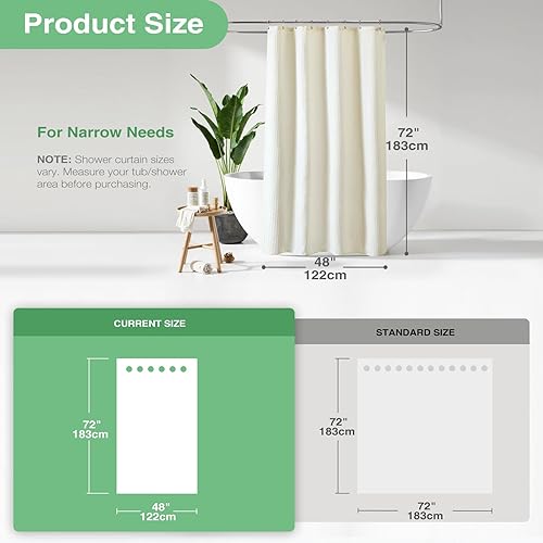 Vista 455 de Dynamene Cortina de ducha larga de tela negra – Cortinas de ducha de tela alta y resistente con textura de gofre, juego de cortina de baño de lujo