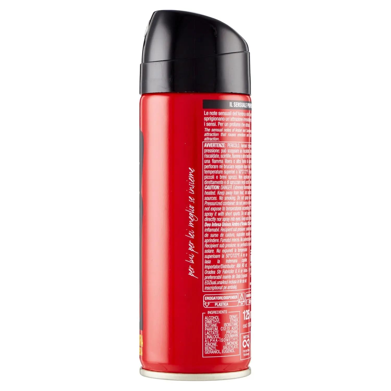 12x Intesa Deodorante Sex Unisex Ambra d'Arabia - Deodorant Deo Spray 125ml + Beni Culinari Kostenloser Schlüsselanhänger