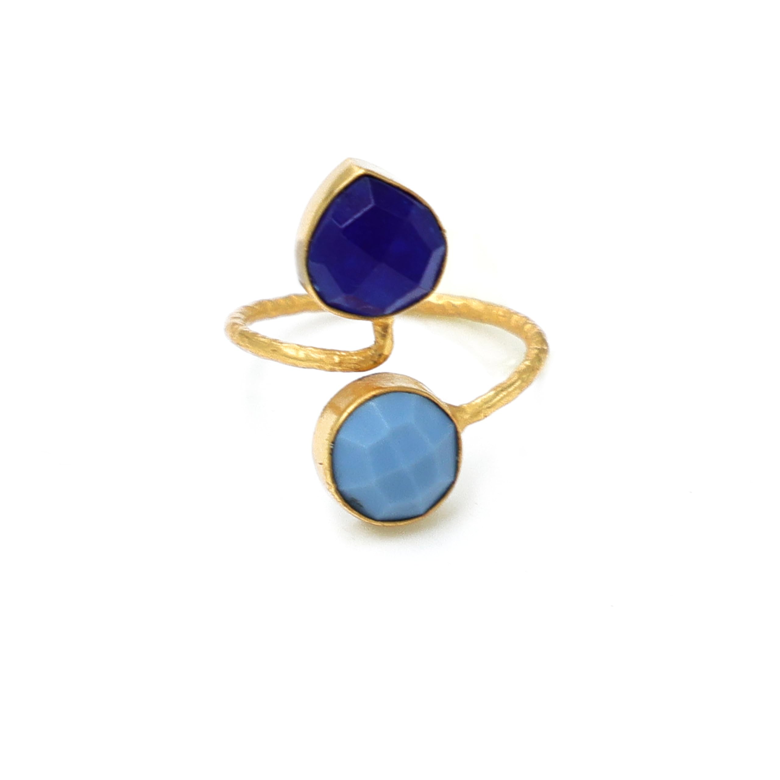 Blue Jade & Blue Opal Round Heart Ring | Adjustable Gemstone Jewelry-image-9