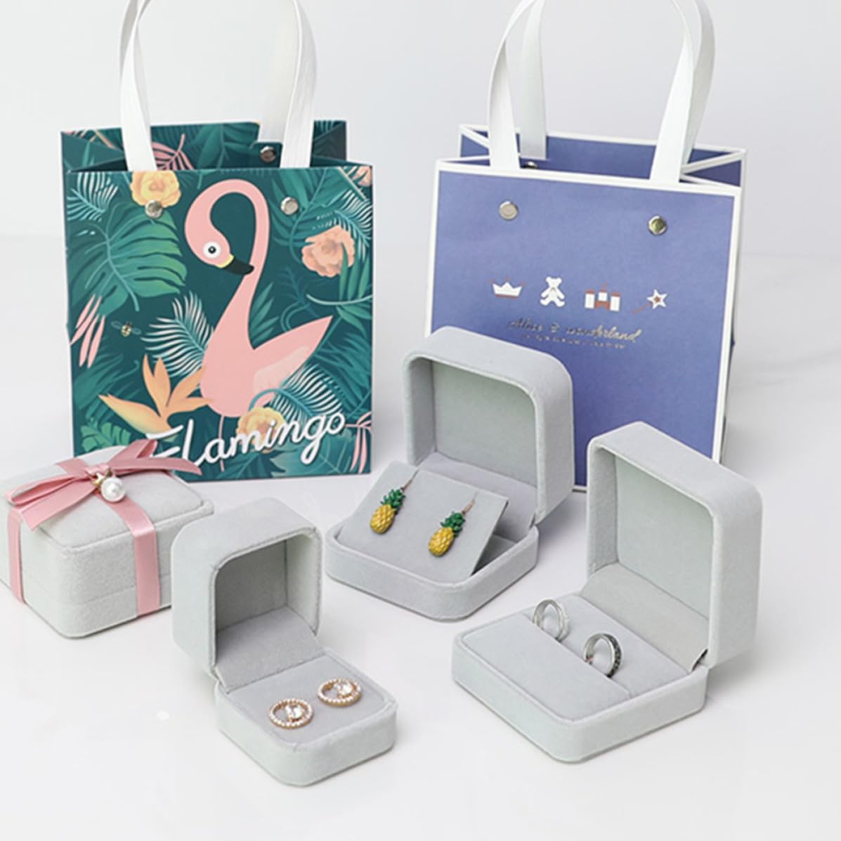 2pcs Couple Ring Case Flannel Box for Wedding Christmas Xmas image 4
