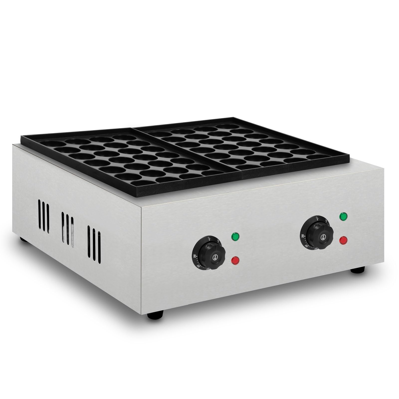Vertes Takoyaki Maker 4000W Grill Acciaio Inox 2x300°C Piastra Ghisa Antiaderente 56 Cavità