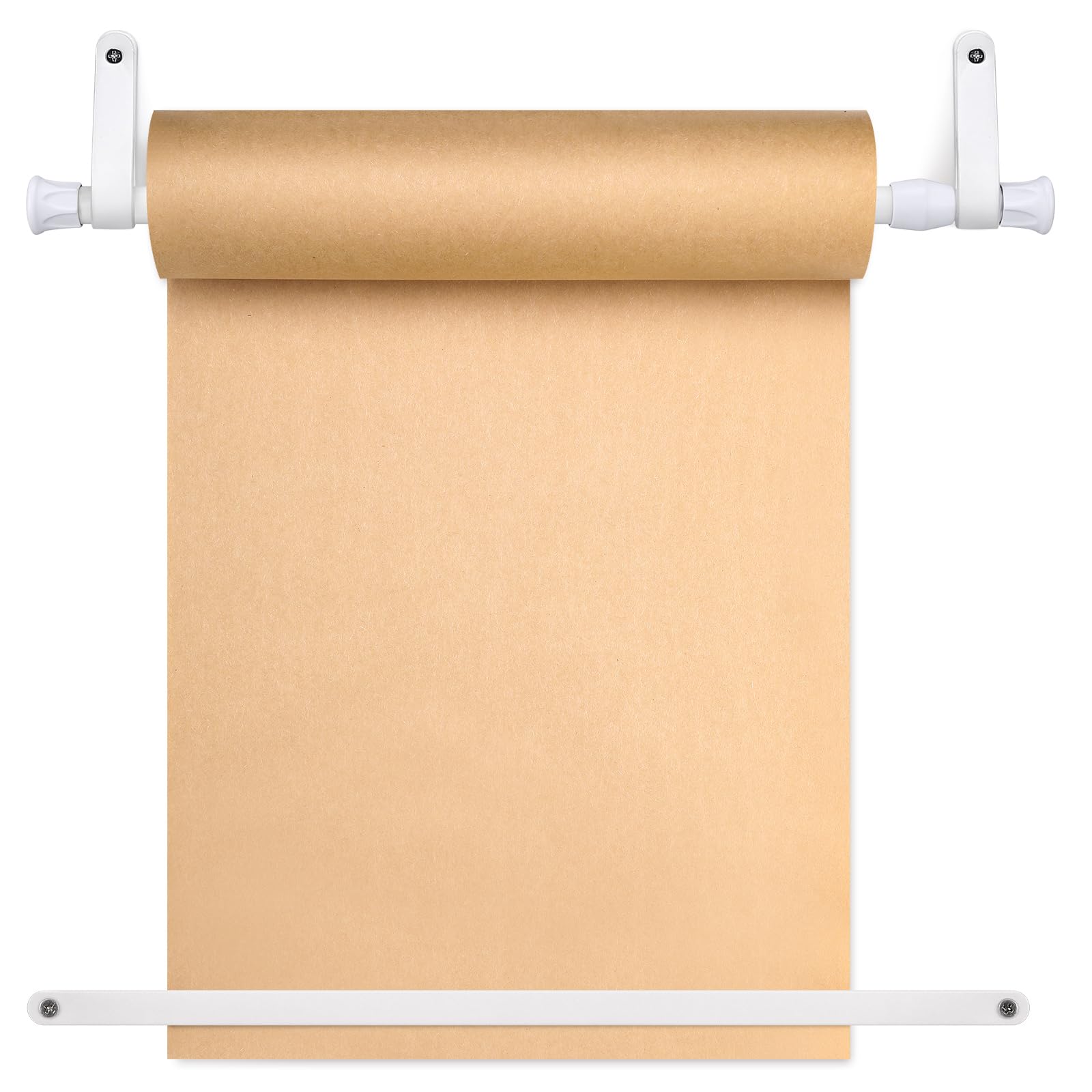 Vicenpal 15.5 Inch Retractable Kraft Paper Roll Holder Dispenser Wall Mounted Butcher Paper Holder Roller for to Do Lists, DIY Drawing, Taking Note, Artwork, Creative (White)
