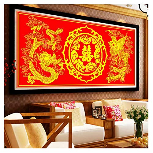 Point de croix à offrir kit broderie dragon phénix style chinois