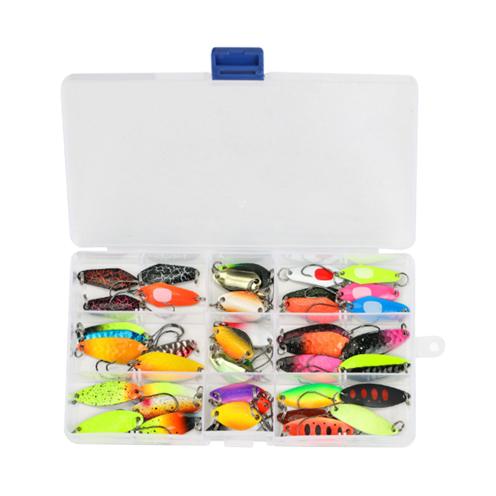 XuQiZZpp 43Pcs Metal Spoon Fishing Baits Sequined Fishing Spoon Lure for Trout Single Hook Casting Spinner Baits