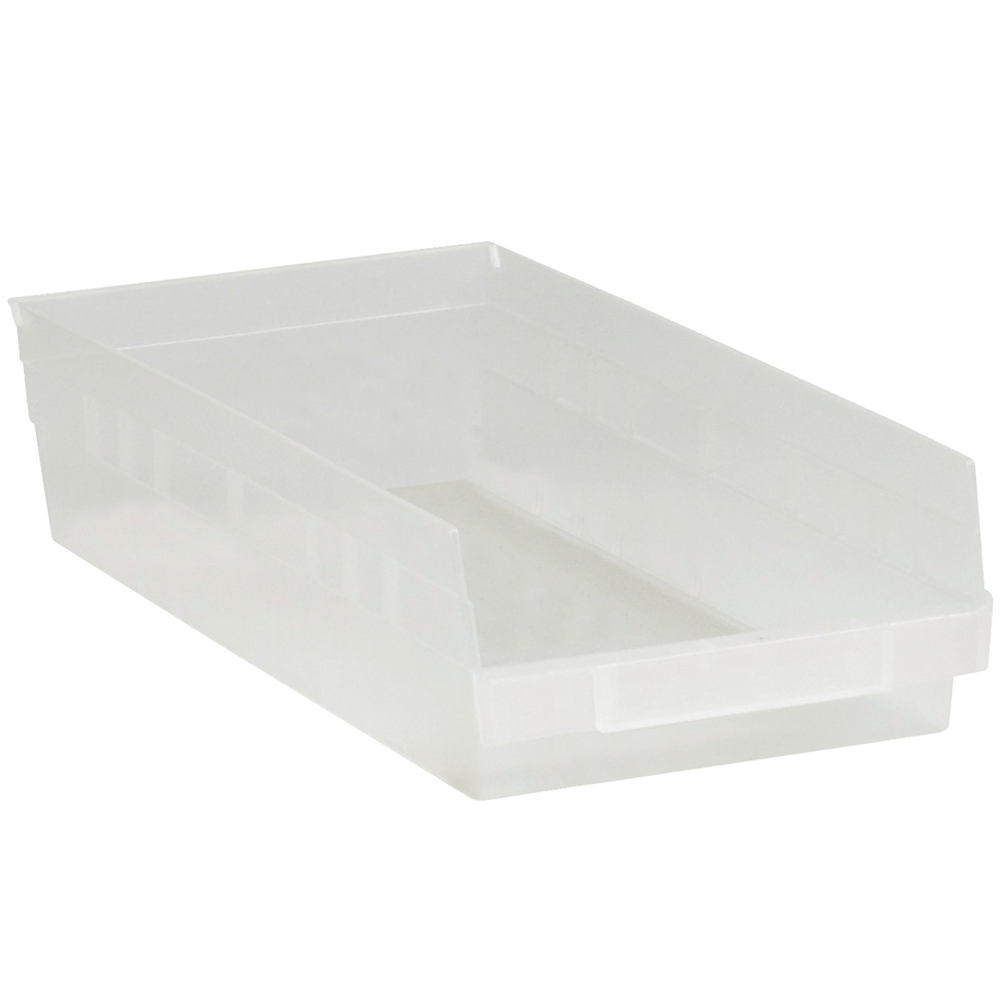 Discount Tag & Label Plastic Shelf Bins, 17 7/8' x 8 3/8' x 4', Clear, 10/Case